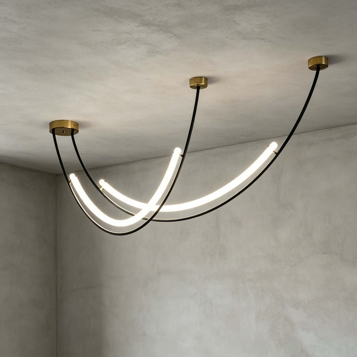 Veylen Linear Chandelier - Modern Curved Acrylic Island Light | Vinlighting
