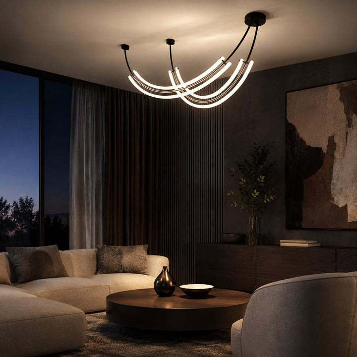 Veylen Linear Chandelier - Modern Curved Acrylic Island Light | Vinlighting