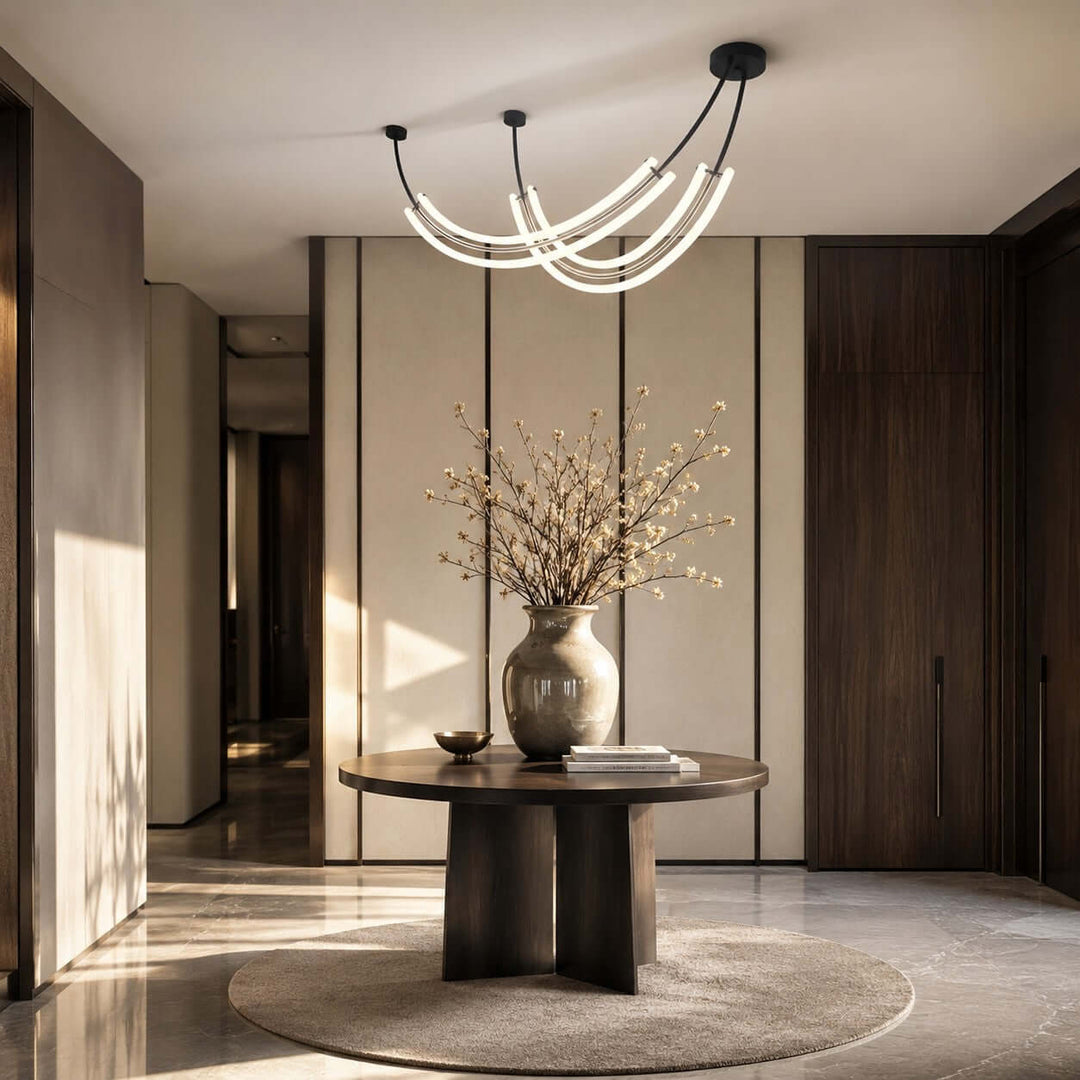 Veylen Linear Chandelier - Modern Curved Acrylic Island Light | Vinlighting