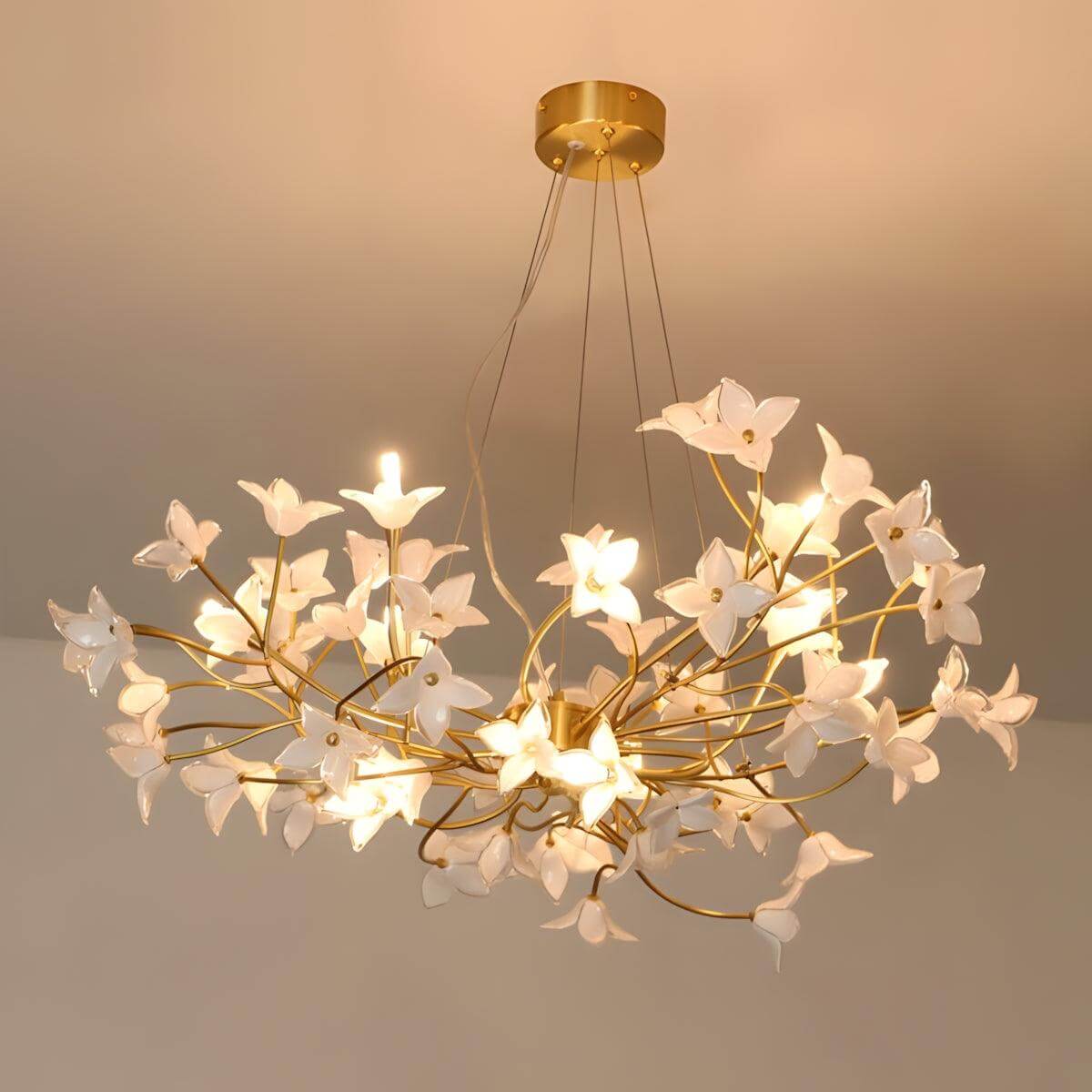 Vicky Chandelier – Elegant Floral Glass & Brass Lighting – Vinlighting
