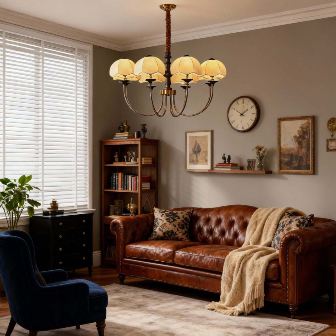 Vilano Chandelier – French Retro Printed Fabric Living Room