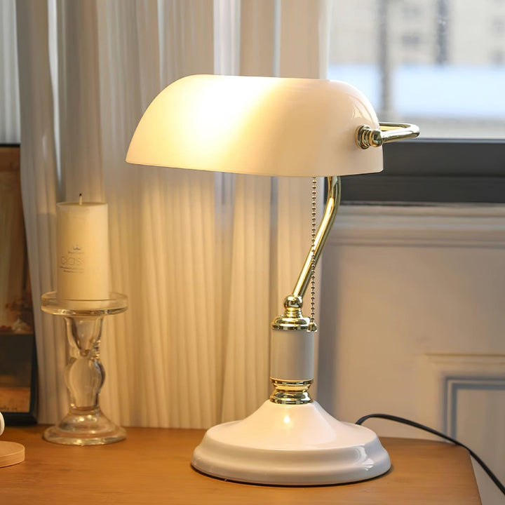 Vintage Bankers Table Lamp - Green Glass & Gold | Vinlighting | Vinlighting