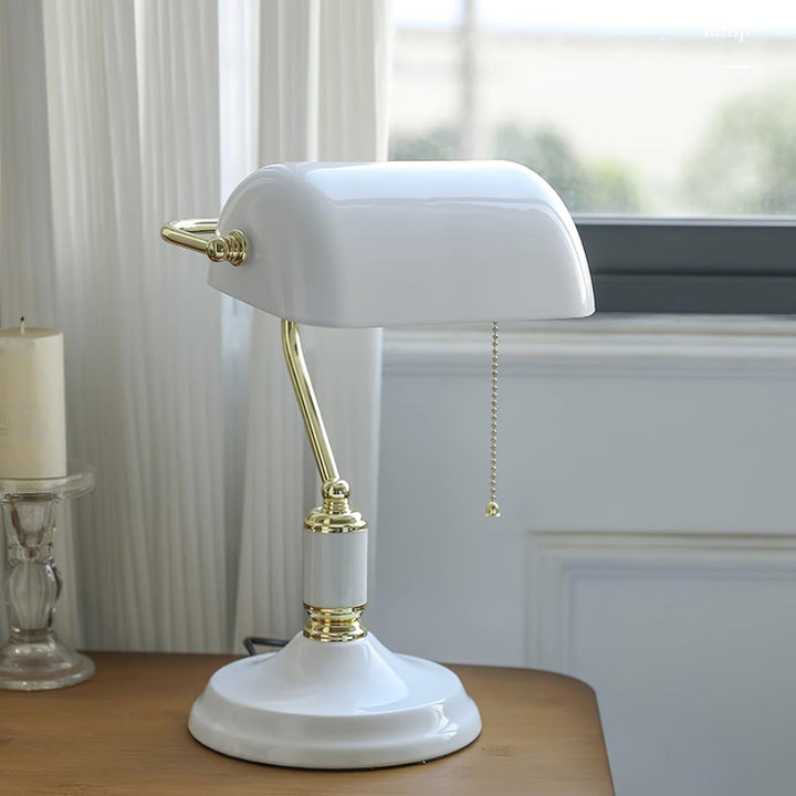 Vintage Bankers Table Lamp - Green Glass & Gold | Vinlighting | Vinlighting