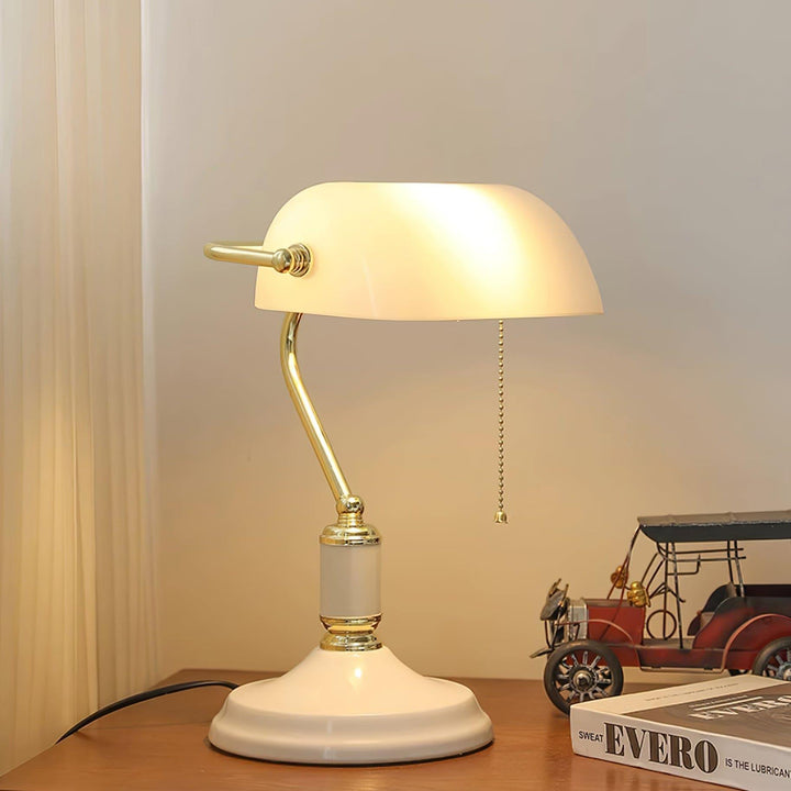 Vintage Bankers Table Lamp - Green Glass & Gold | Vinlighting | Vinlighting
