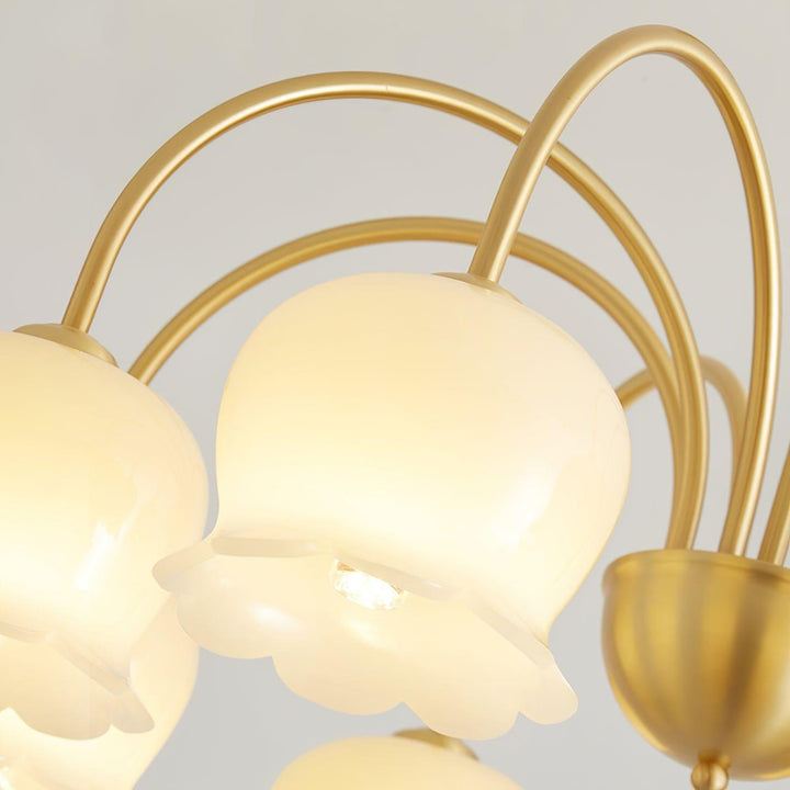 Vintage Mia Chandelier | Gold & Beige Bell Orchid Elegant Light | Vinlighting | Vinlighting