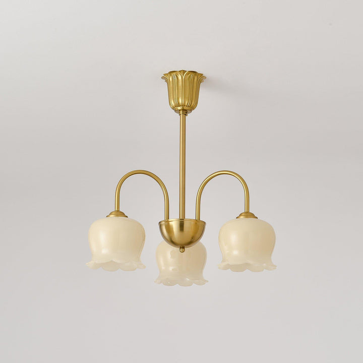 Vintage Mia Chandelier | Gold & Beige Bell Orchid Elegant Light | Vinlighting | Vinlighting