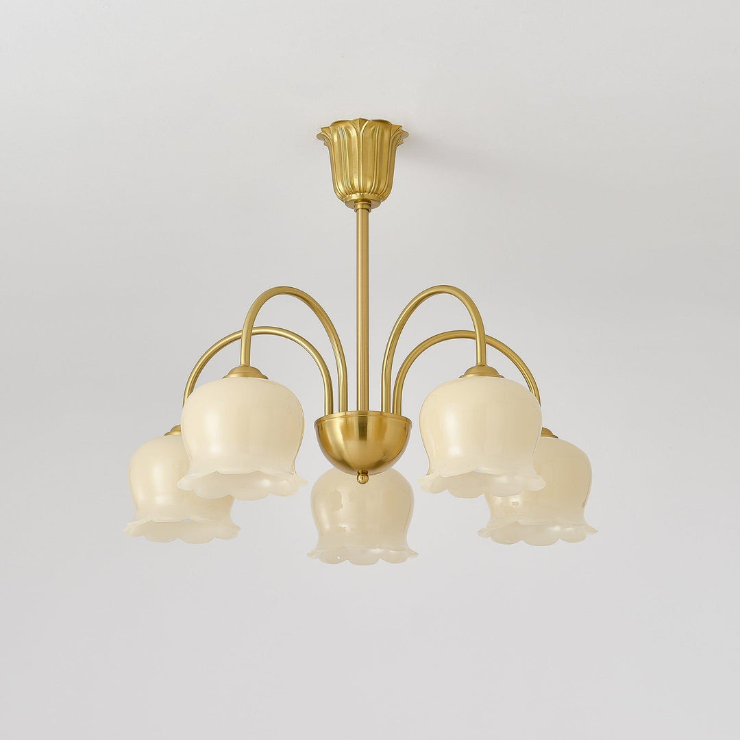 Vintage Mia Chandelier | Gold & Beige Bell Orchid Elegant Light | Vinlighting | Vinlighting