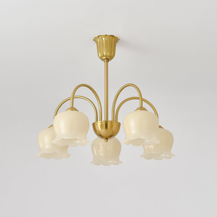 Vintage Mia Chandelier | Gold & Beige Bell Orchid Elegant Light | Vinlighting | Vinlighting