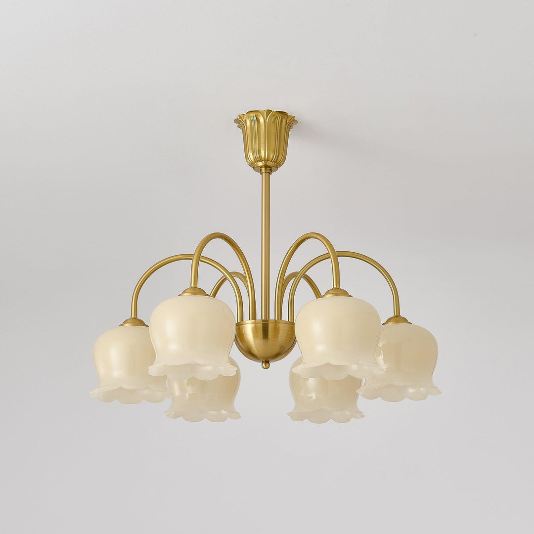 Vintage Mia Chandelier | Gold & Beige Bell Orchid Elegant Light | Vinlighting | Vinlighting