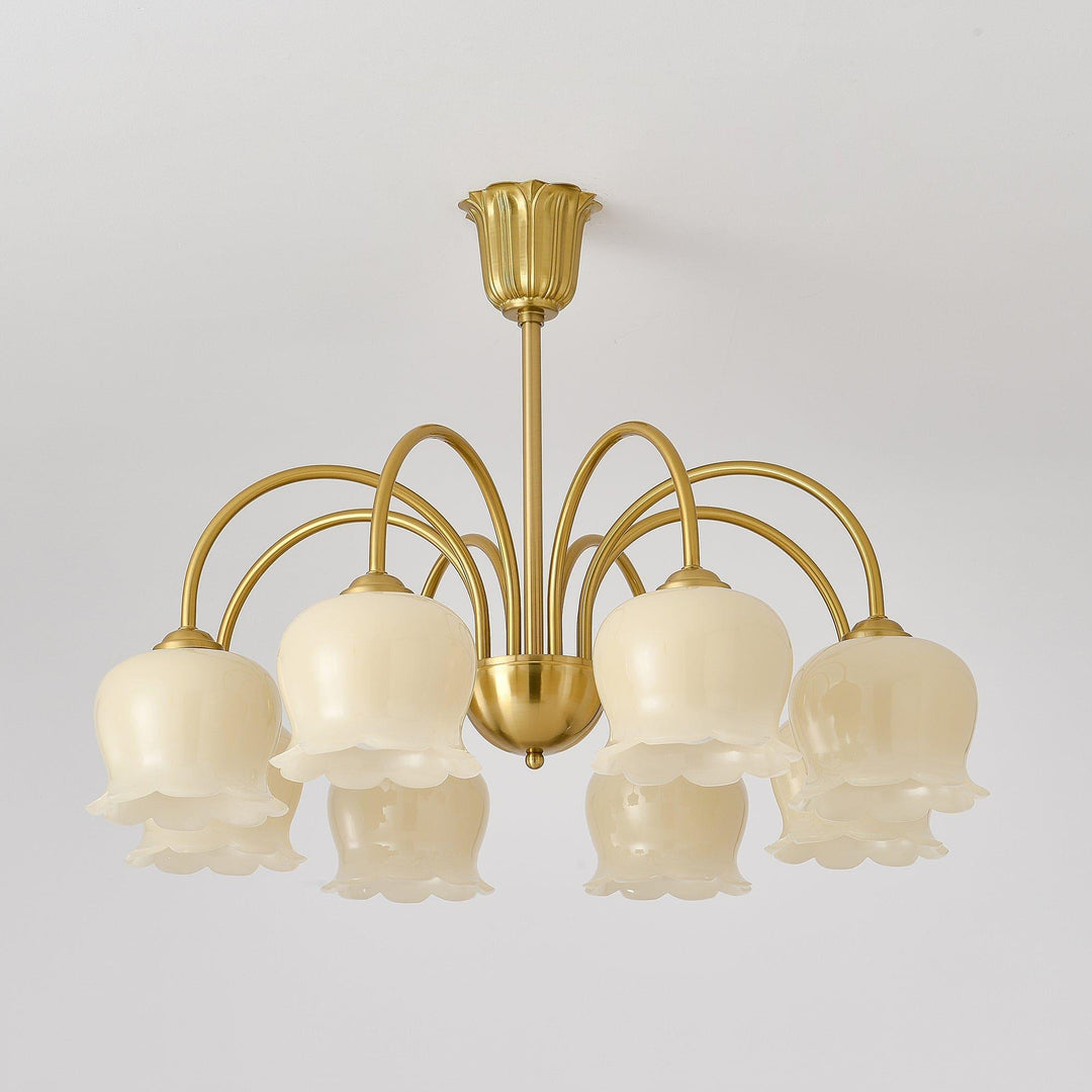 Vintage Mia Chandelier | Gold & Beige Bell Orchid Elegant Light | Vinlighting | Vinlighting