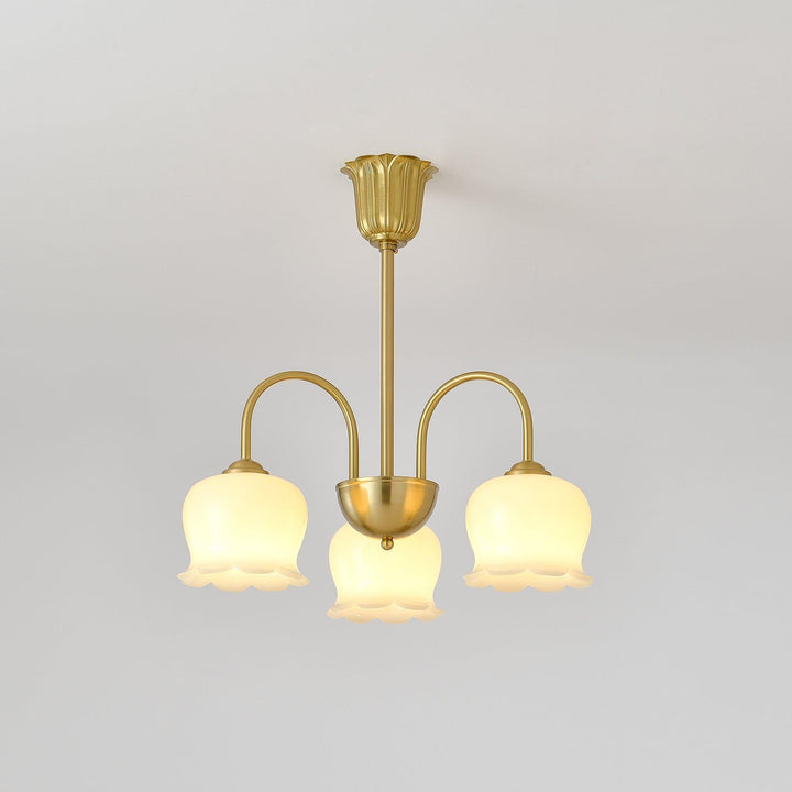 Vintage Mia Chandelier | Gold & Beige Bell Orchid Elegant Light | Vinlighting | Vinlighting