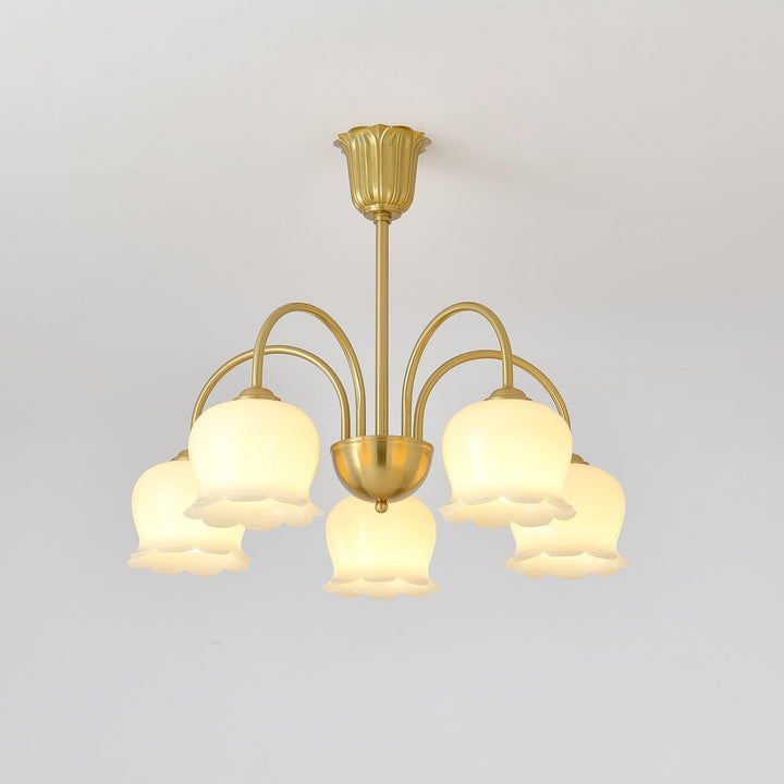 Vintage Mia Chandelier | Gold & Beige Bell Orchid Elegant Light | Vinlighting | Vinlighting