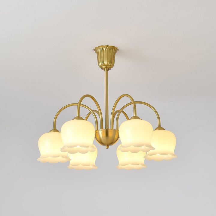 Vintage Mia Chandelier | Gold & Beige Bell Orchid Elegant Light | Vinlighting | Vinlighting