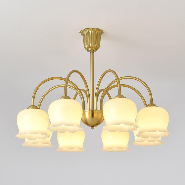 Vintage Mia Chandelier | Gold & Beige Bell Orchid Elegant Light | Vinlighting | Vinlighting