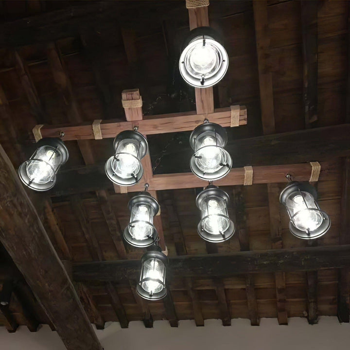 Vintage Wood Glass Chandelier | Elegant Glass & Wood Lighting | Vinlighting | Vinlighting