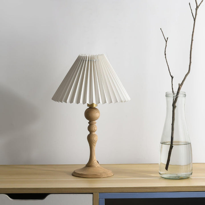 Vintage Wood Table Lamp - Zulu Pleated | Vinlighting | Vinlighting | Vinlighting