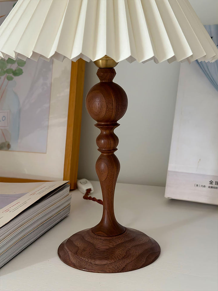 Vintage Wood Table Lamp - Zulu Pleated | Vinlighting | Vinlighting | Vinlighting