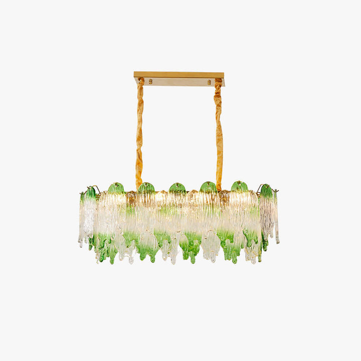Virelina Linear Chandelier | Gradient Green Glass Chandelier