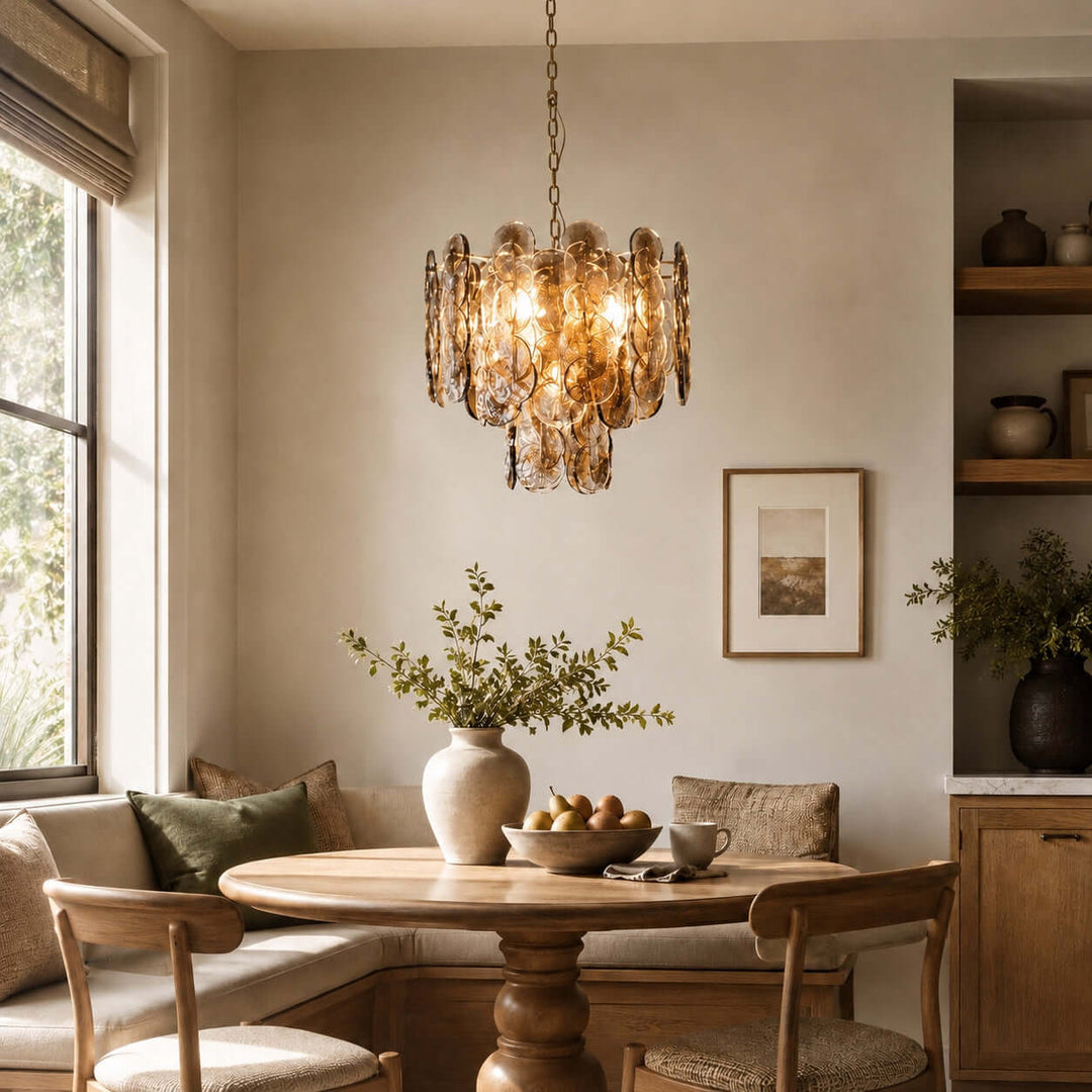 Virella Chandelier | Smoked Gray Murano Glass Dining Room Light