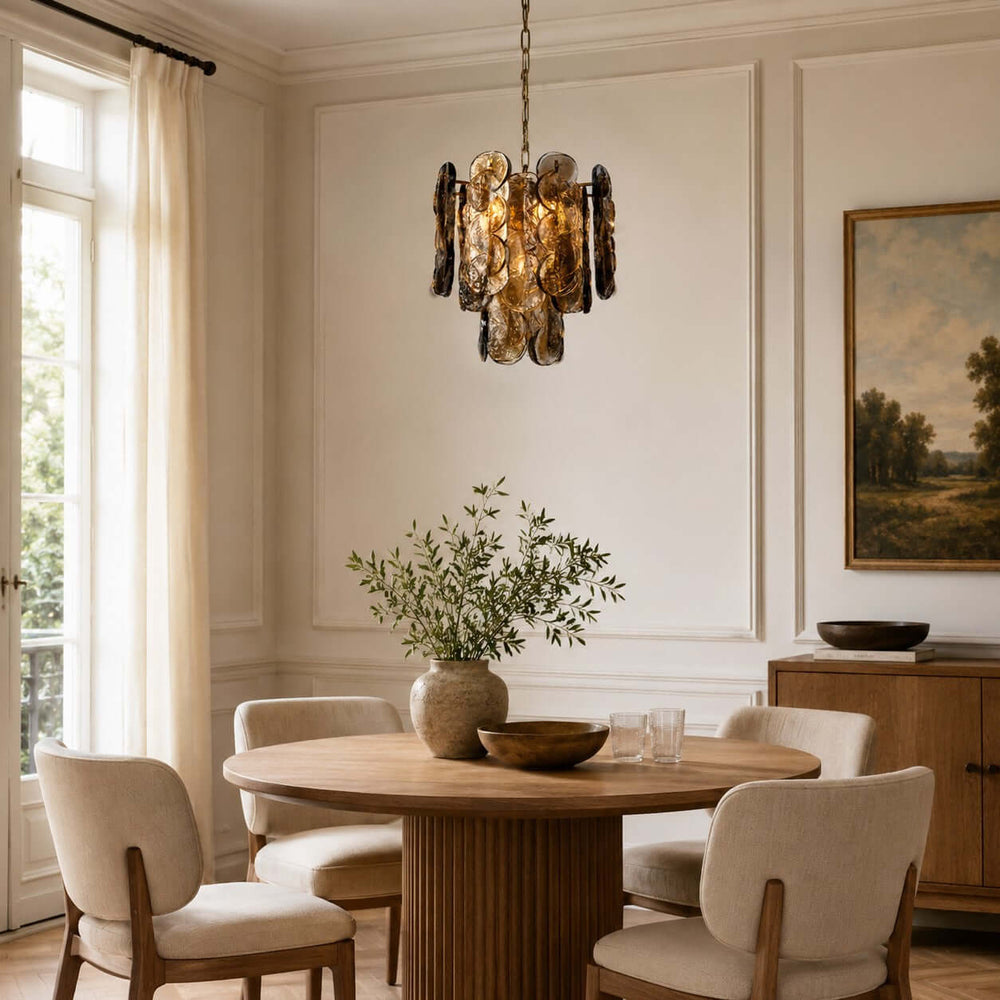 Virella Chandelier | Smoked Gray Murano Glass Dining Room Light