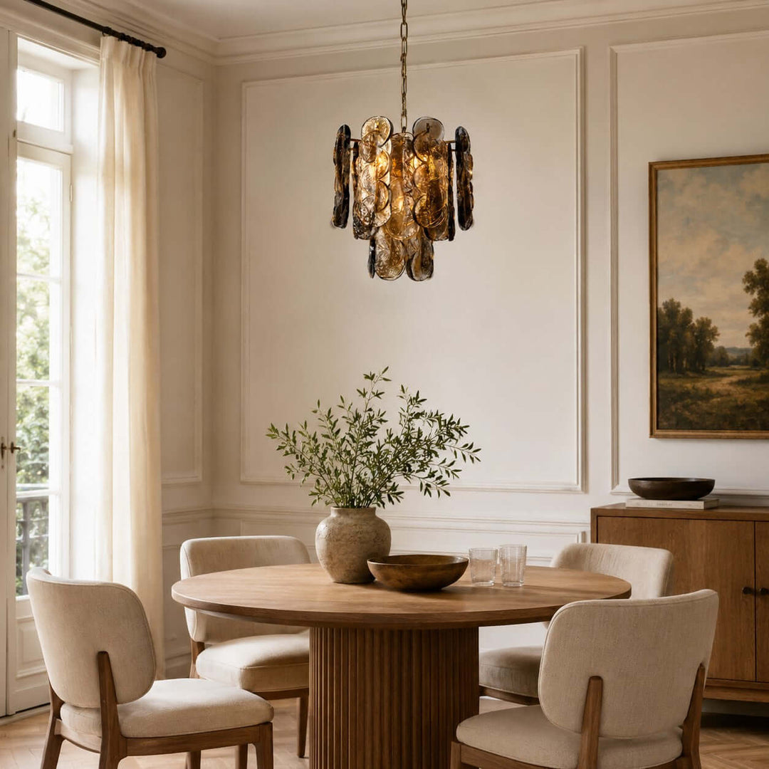 Virella Chandelier | Smoked Gray Murano Glass Dining Room Light
