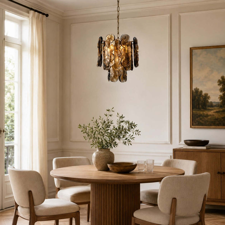 Virella Chandelier | Smoked Gray Murano Glass Dining Room Light