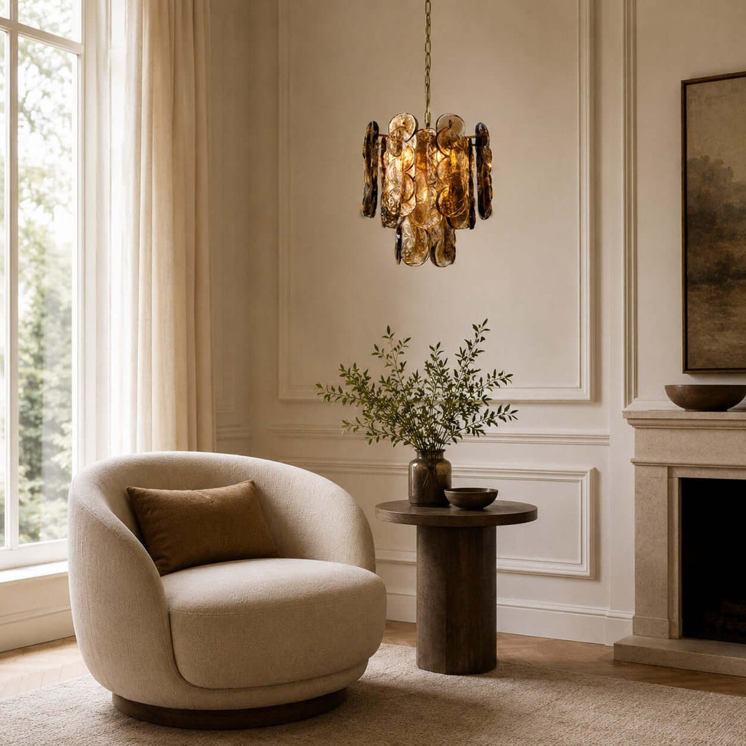 Virella Chandelier | Smoked Gray Murano Glass Dining Room Light