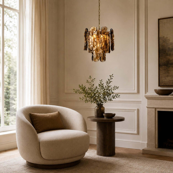 Virella Chandelier | Smoked Gray Murano Glass Dining Room Light