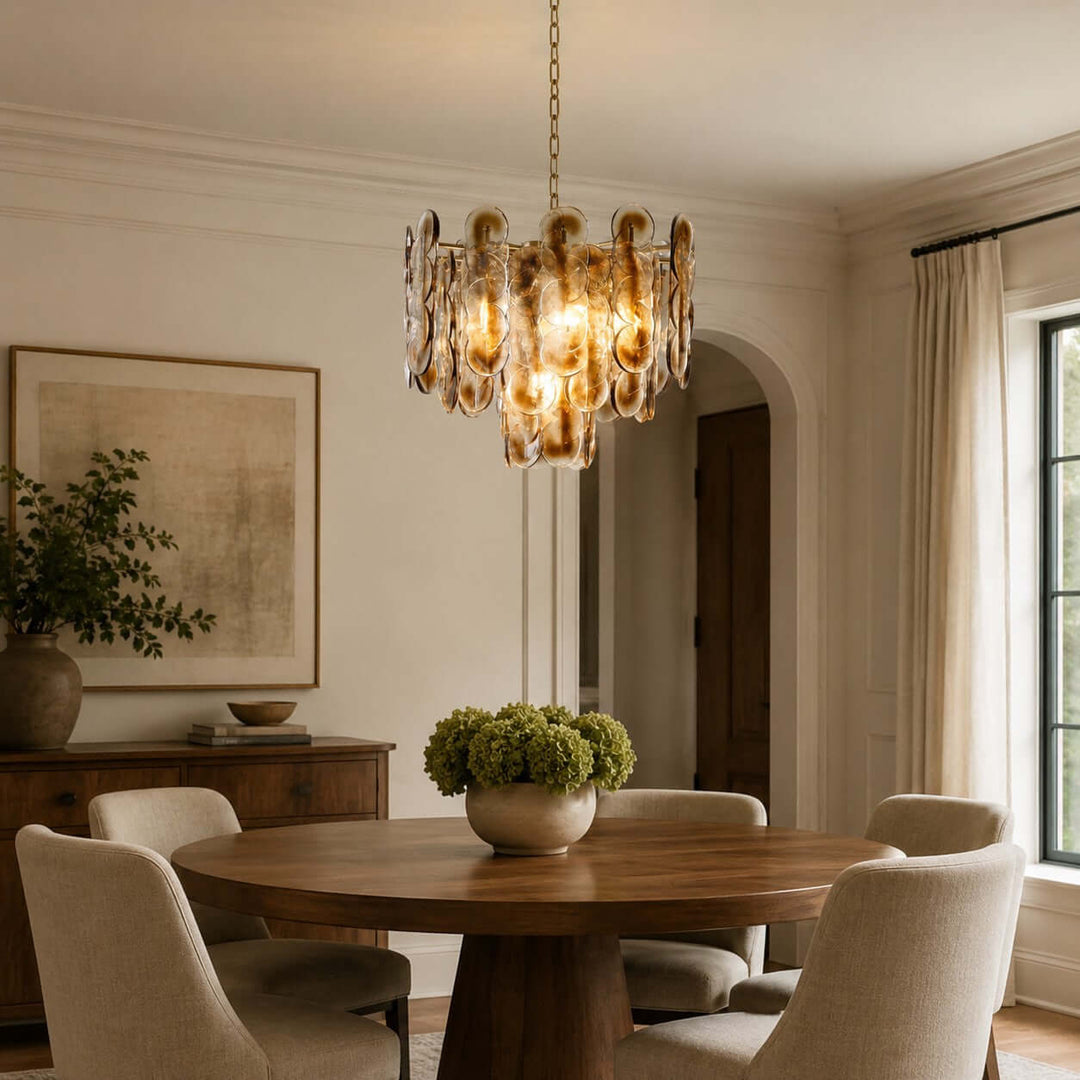 Virella Chandelier | Smoked Gray Murano Glass Dining Room Light