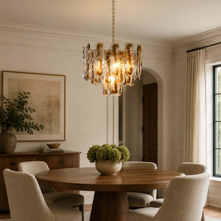 Virella Chandelier | Smoked Gray Murano Glass Dining Room Light