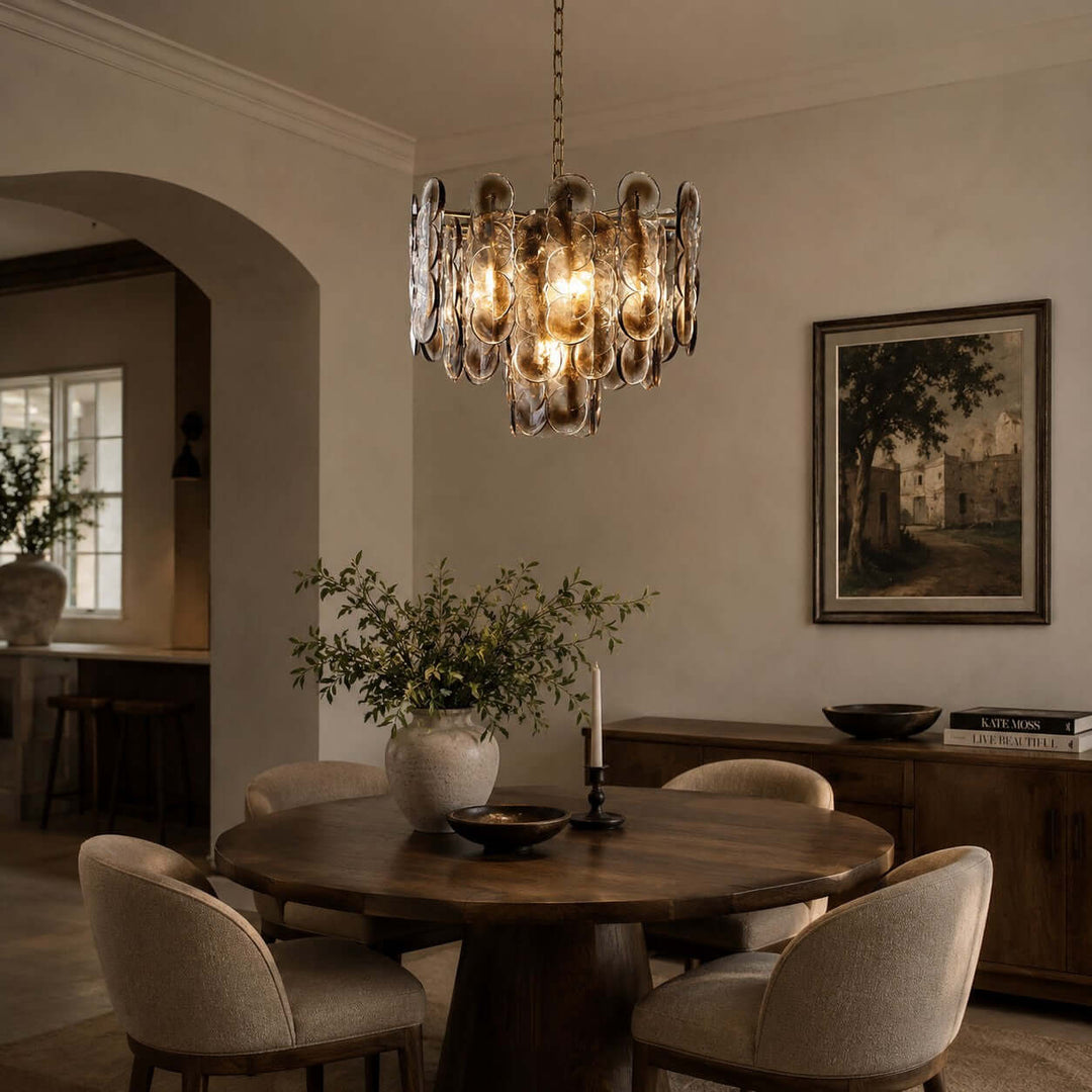 Virella Chandelier | Smoked Gray Murano Glass Dining Room Light