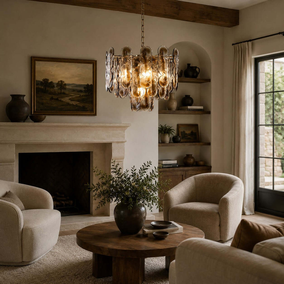Virella Chandelier | Smoked Gray Murano Glass Dining Room Light