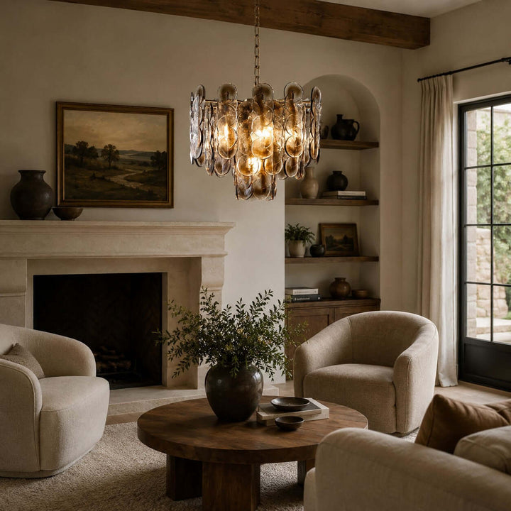 Virella Chandelier | Smoked Gray Murano Glass Dining Room Light
