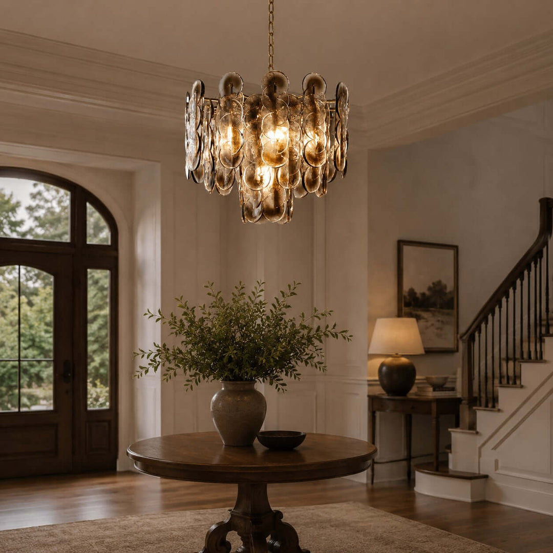 Virella Chandelier | Smoked Gray Murano Glass Dining Room Light