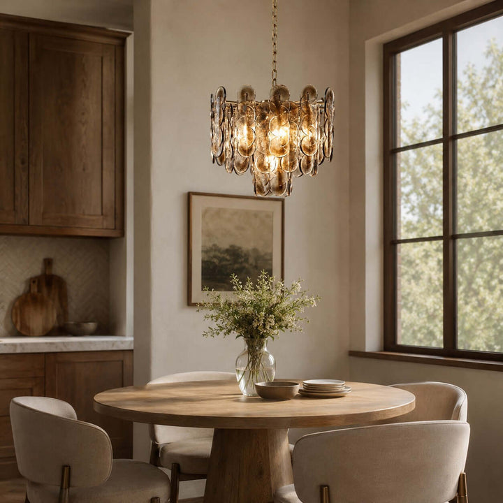 Virella Chandelier | Smoked Gray Murano Glass Dining Room Light