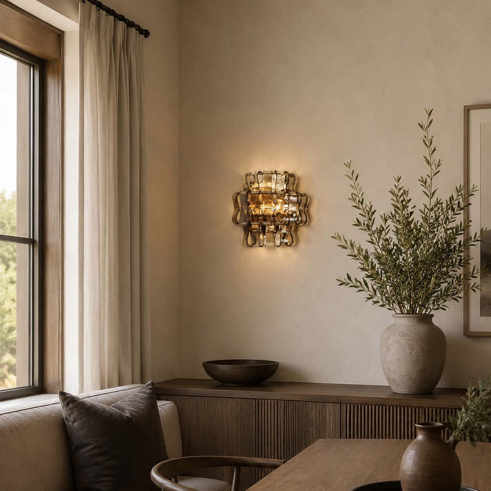 Virelle Wall Sconce - Modern Murano-Inspired Wavy Glass Wall Sconc
