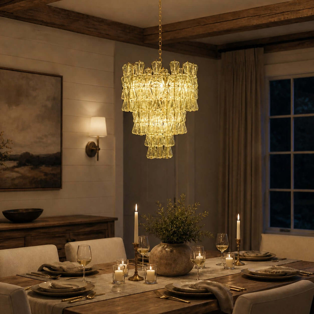 Virello Chandelier – Modern Glass Chandelier for Dining Room