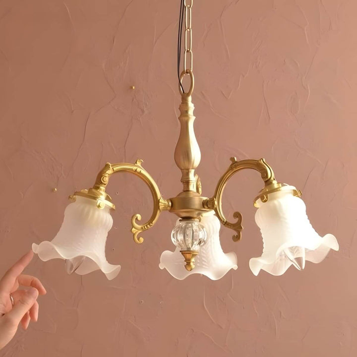 Vireon Chandelier – French Vintage Floral Glass Bedroom Lamp