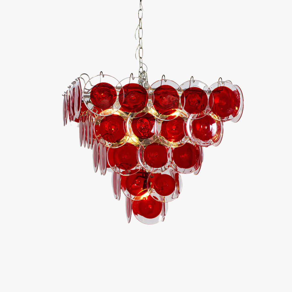 Viretta Chandelier Red Glass Lighting for Modern Dining Rooms