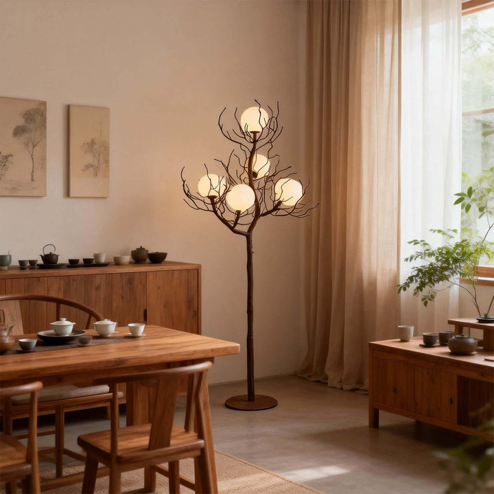 Vlorix Floor Lamp – Minimalist Wabi-Sabi Tree Trunk Resin Light