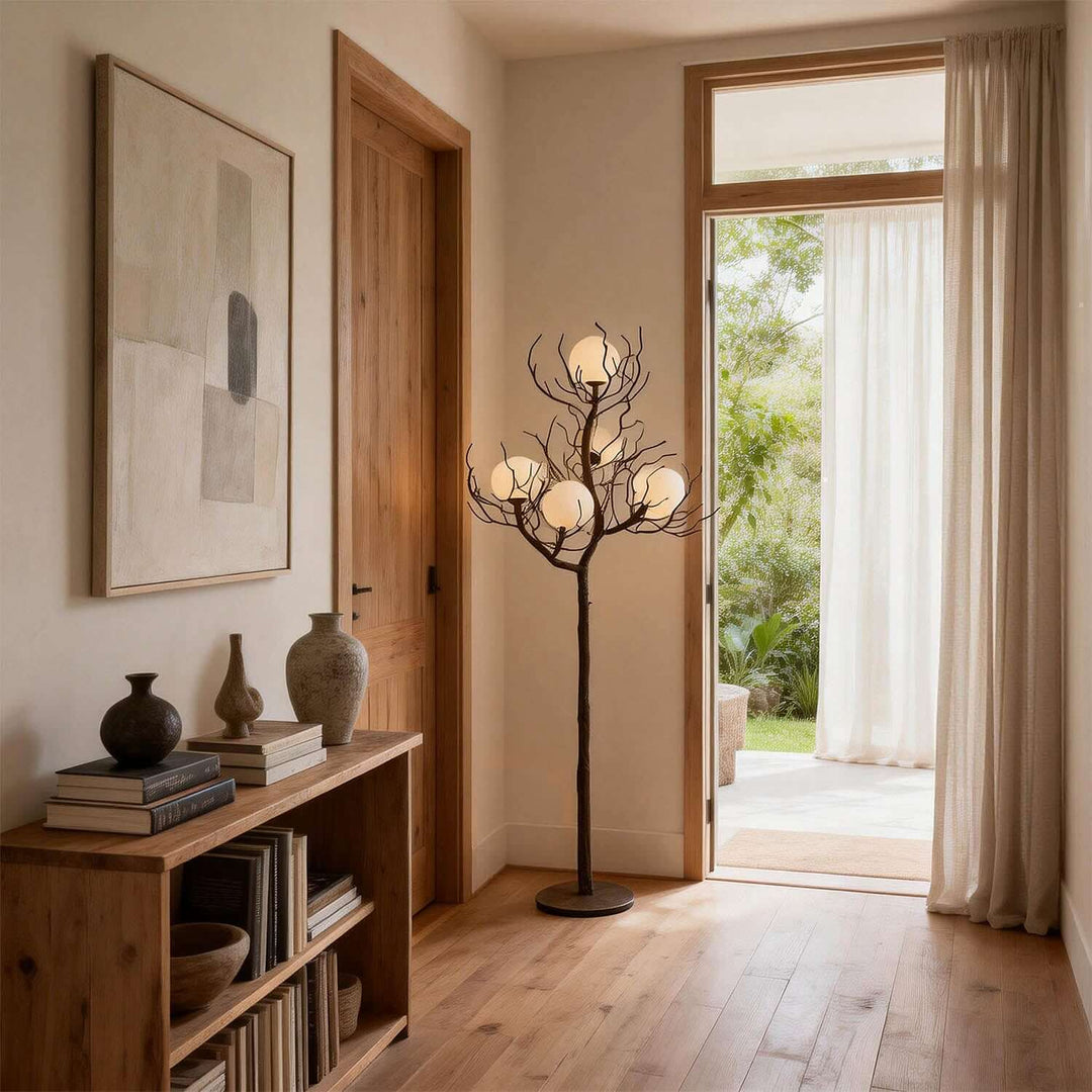 Vlorix Floor Lamp – Minimalist Wabi-Sabi Tree Trunk Resin Light