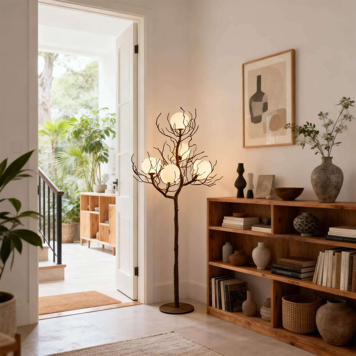 Vlorix Floor Lamp – Minimalist Wabi-Sabi Tree Trunk Resin Light