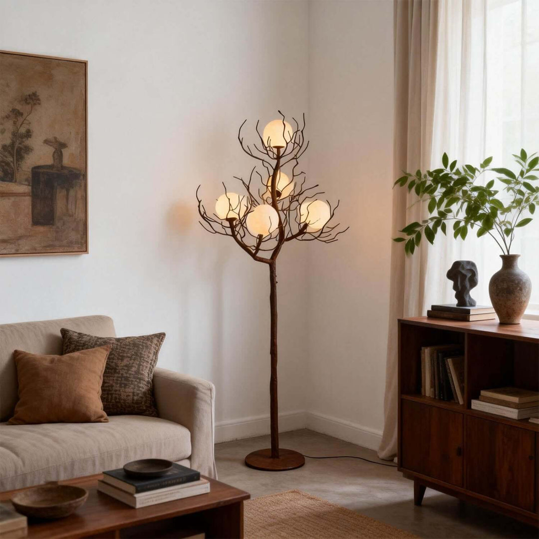 Vlorix Floor Lamp – Minimalist Wabi-Sabi Tree Trunk Resin Light