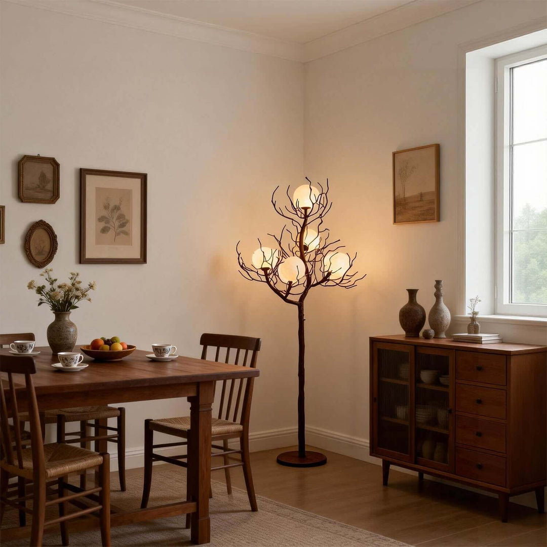 Vlorix Floor Lamp – Minimalist Wabi-Sabi Tree Trunk Resin Light