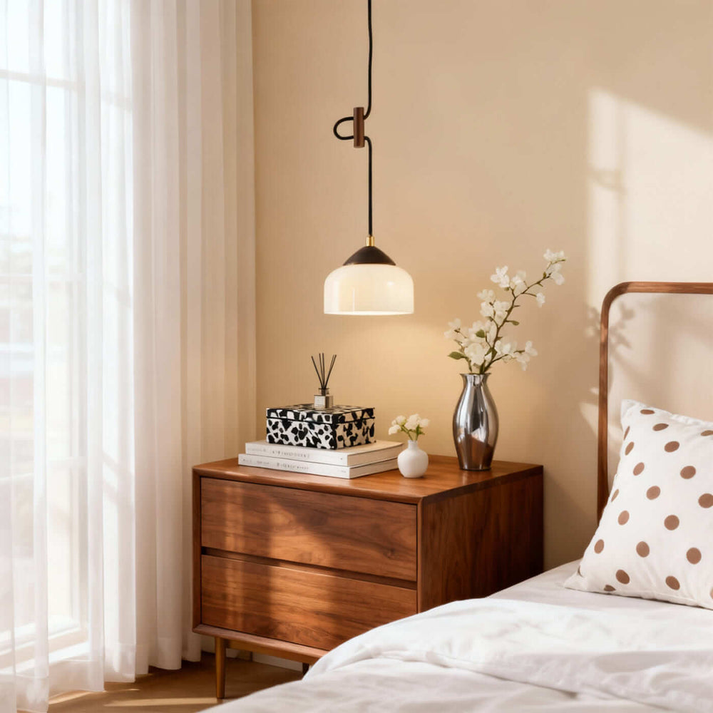 Vorani Pendant Lamp – French-Style Milky Glass Bedside