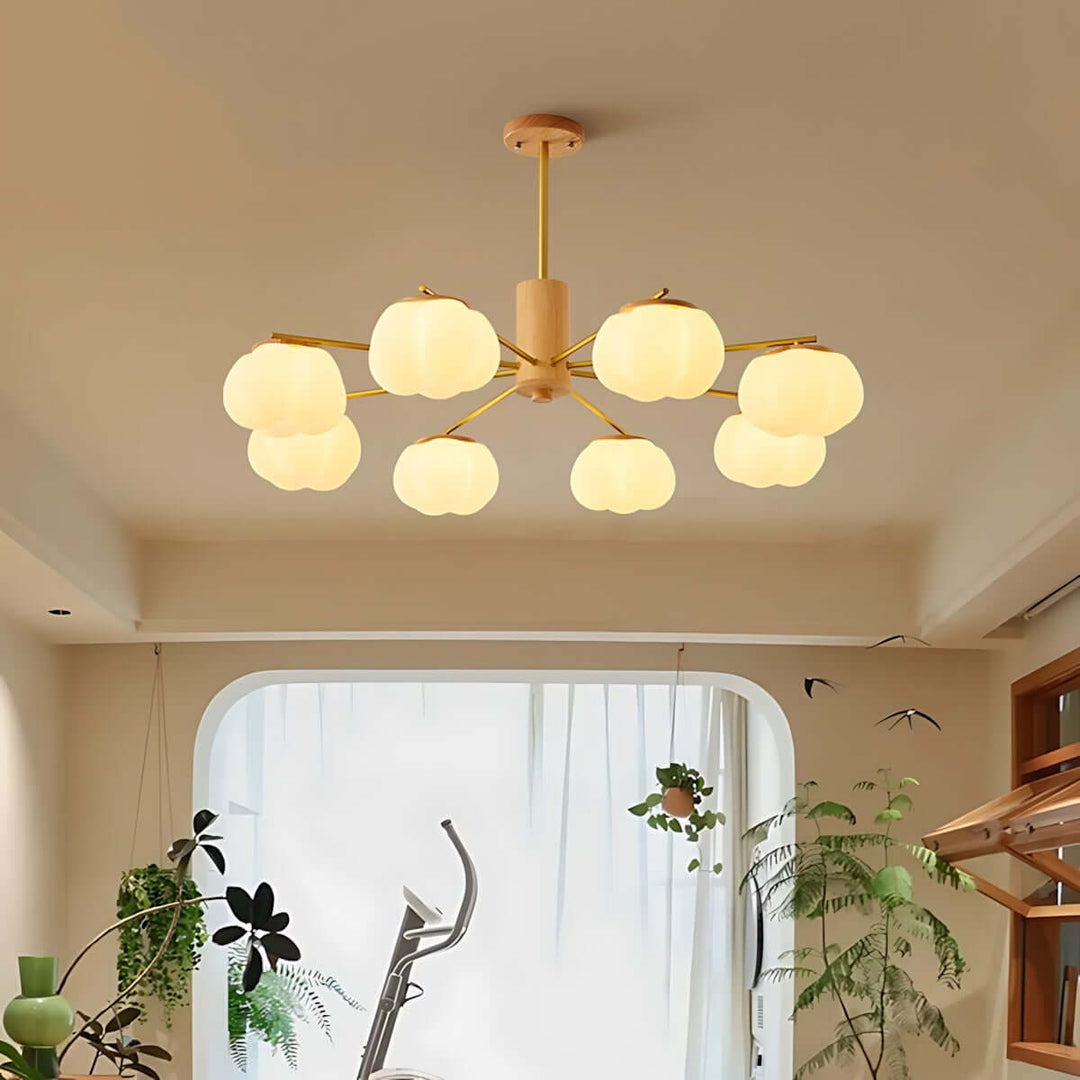 Vorni Pumpkin Chandelier – Modern Minimalist Wooden Lighting