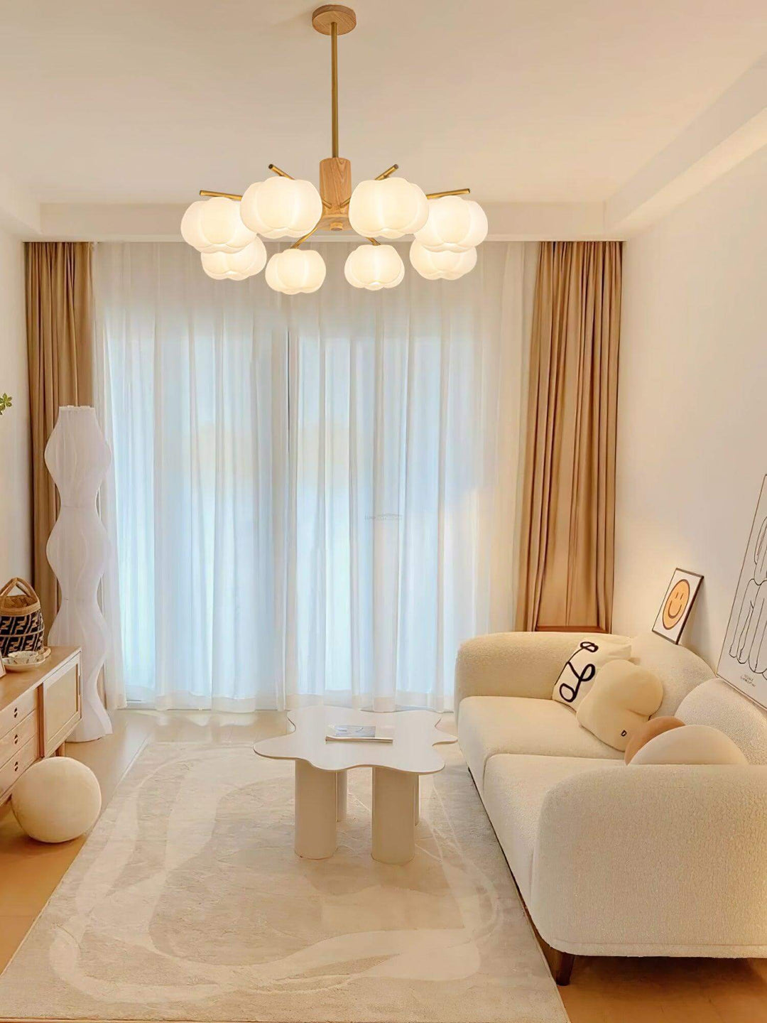 Vorni Pumpkin Chandelier – Modern Minimalist Wooden Lighting