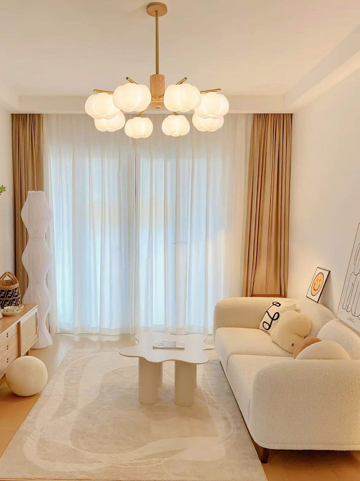 Vorni Pumpkin Chandelier – Modern Minimalist Wooden Lighting