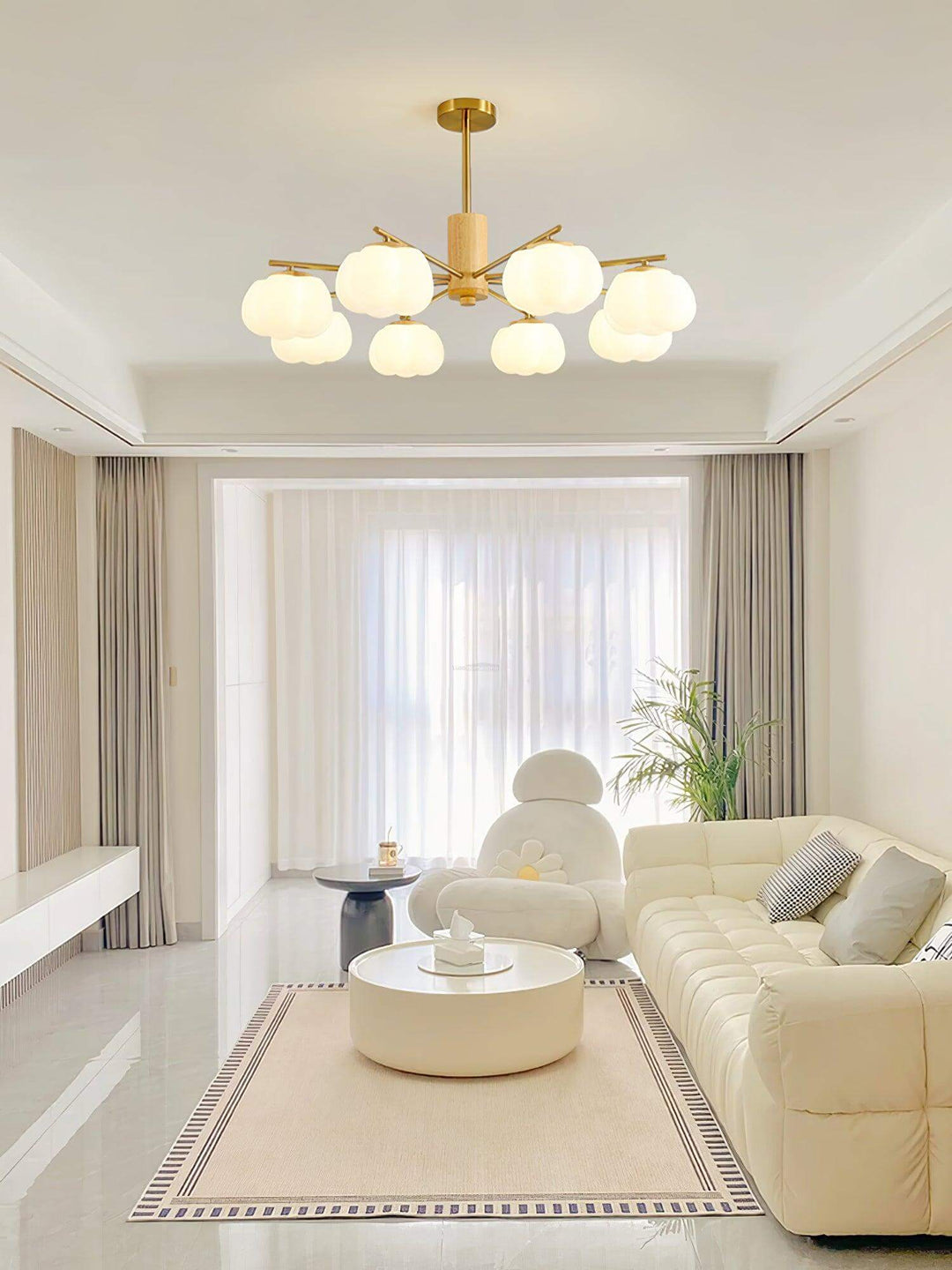 Vorni Pumpkin Chandelier – Modern Minimalist Wooden Lighting