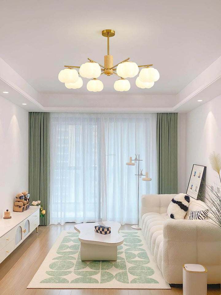 Vorni Pumpkin Chandelier – Modern Minimalist Wooden Lighting